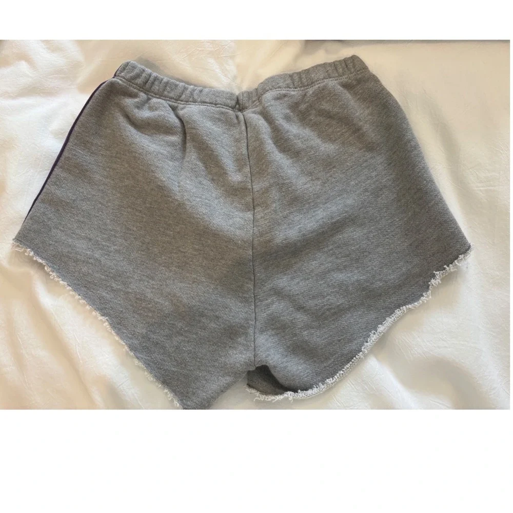 Spiritual Gangster Womens Gray Rainbow Stripe French Terry Shorts XS Raw Hem - Picture 3 of 7